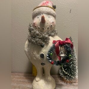 Festive Snowman Holiday Decor with Wreath